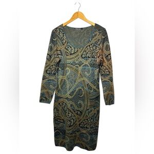 Peruvian Connection Kashmiri Multicolor Paisley Sweater Dress Large Pima Cotton